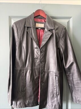 Classic Black Leather Women's Blazer Jacket